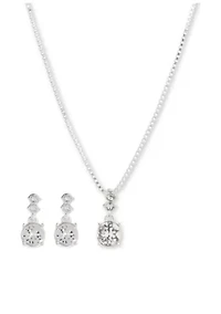 Silver-Tone Necklace Earring Boxed Set