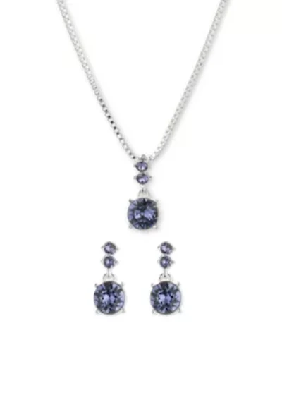 Silver-Tone Necklace Earring Boxed Set