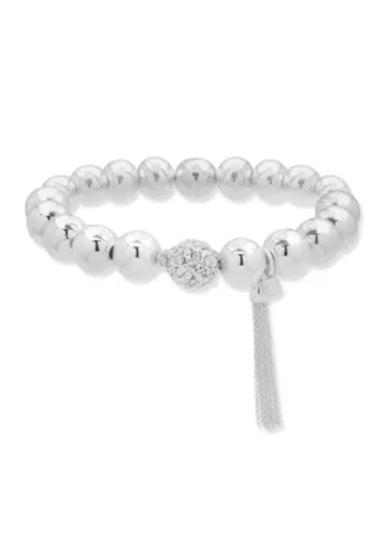 Silver-Tone Stretch Tassel Bracelet