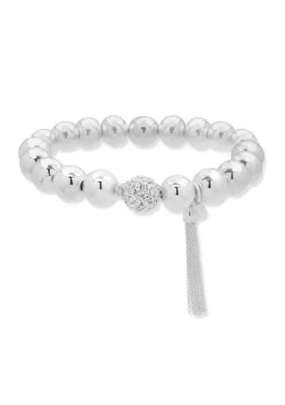 Silver-Tone Stretch Tassel Bracelet 