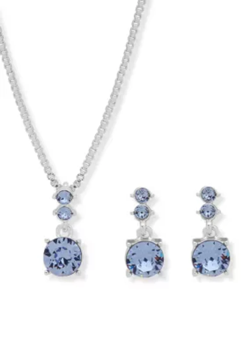 Silver-Tone Necklace Earring Boxed Set