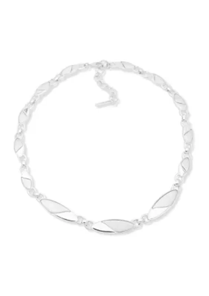 16 Inch Silver-Tone Oval Collar Necklace