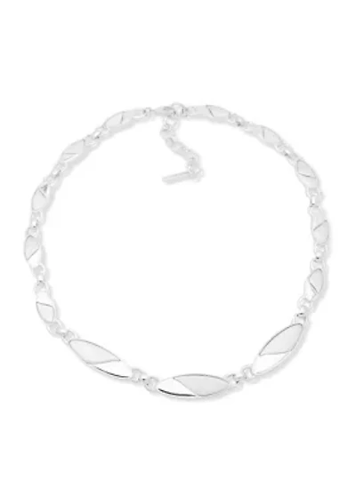 16 Inch Silver-Tone Oval Collar Necklace