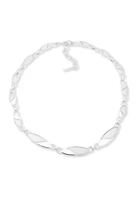 16 Inch Silver-Tone Oval Collar Necklace