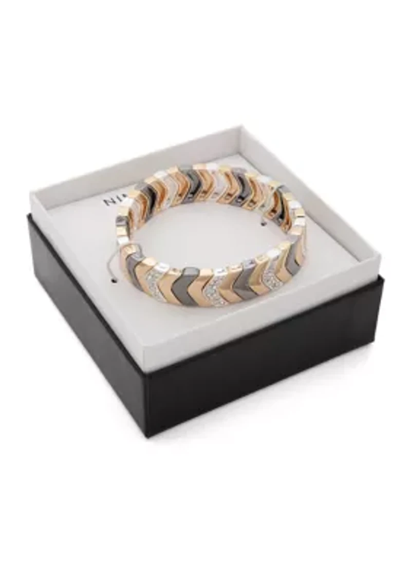 Tri-Tone Stretch Bracelet - Boxed Jewelry