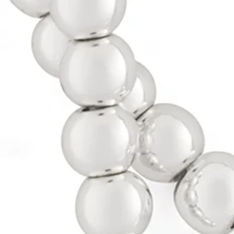 Silver Tone Set of 2 Cross Beaded Stretch Bracelet - Boxed