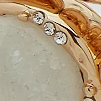 Gold Tone White Druzy Beaded Stretch Bracelet Set