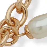 Gold Tone White Sealife Charm Slider Bracelet