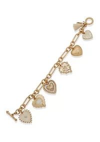  Heart Charm Toggle Flex Bracelet