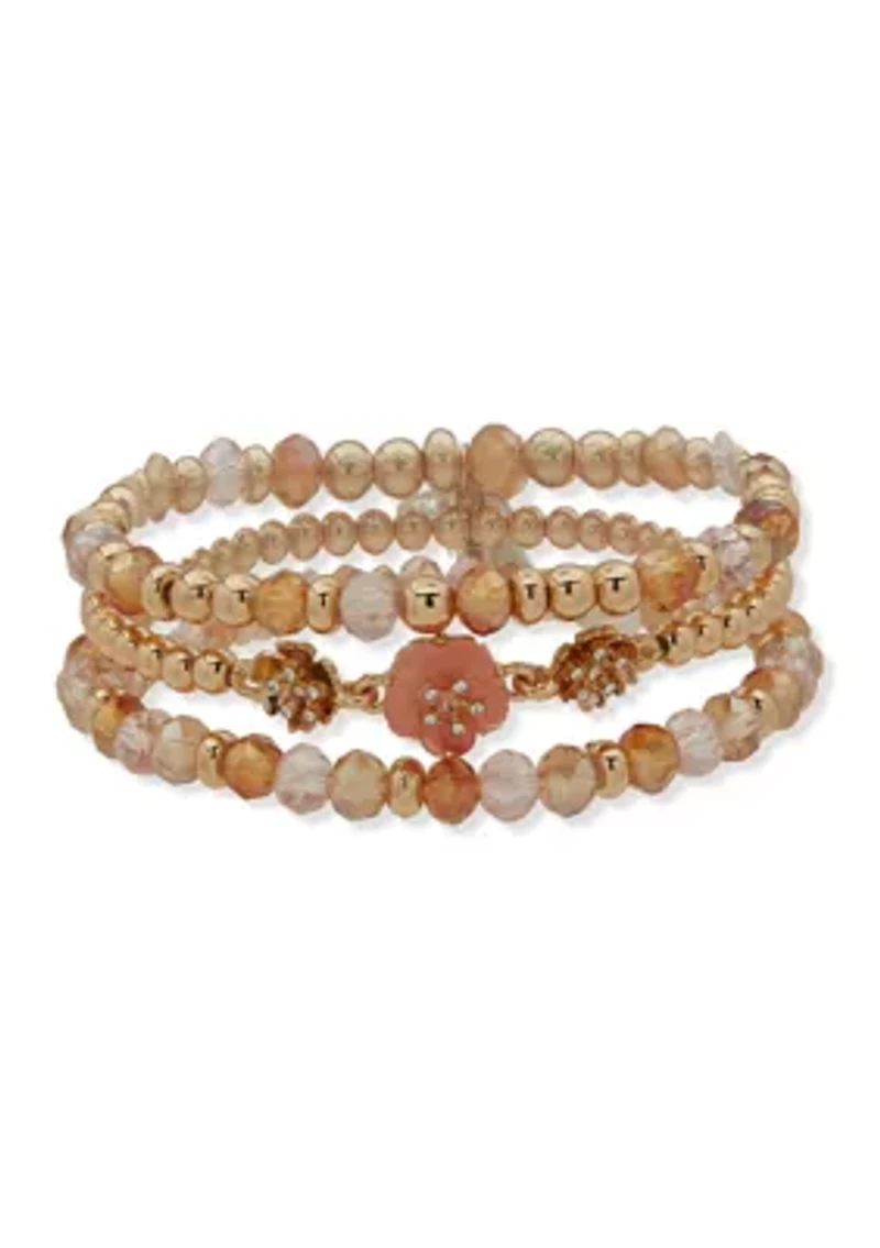 Flower Beaded Stretch Bracelet Set