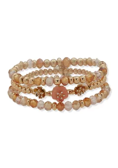 Flower Beaded Stretch Bracelet Set