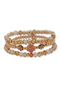 Flower Beaded Stretch Bracelet Set