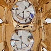 Silver Tone Crystal White Butterfly Stud Earrings