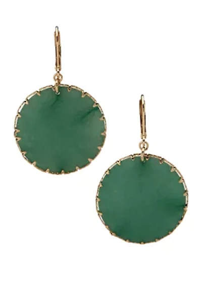 Gold Tone Disc Drop Earrings