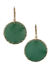 Gold Tone Disc Drop Earrings