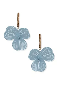 Gold Tone Open Flower Drop Earrings