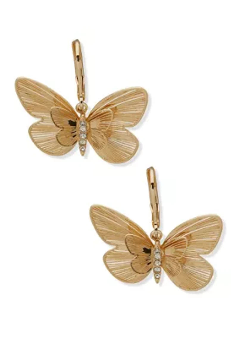 Crystal Butterfly Drop Earrings