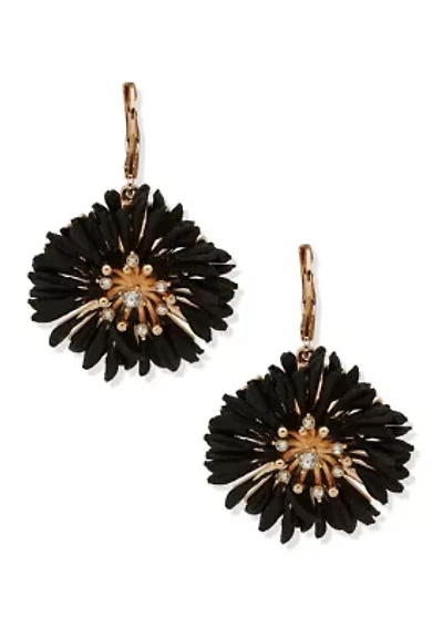 Gold Tone Flower Drop Earrings