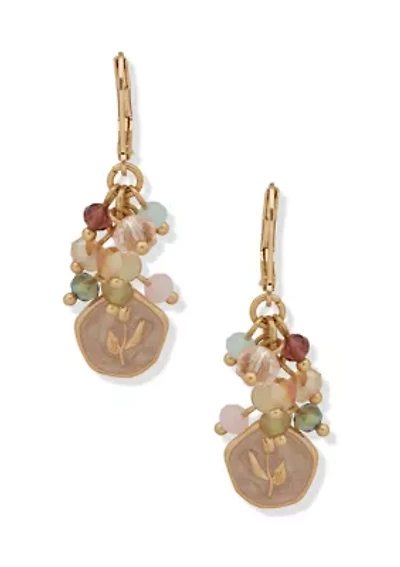 Gold Tone Multi Shaky Bead Drop Earrings
