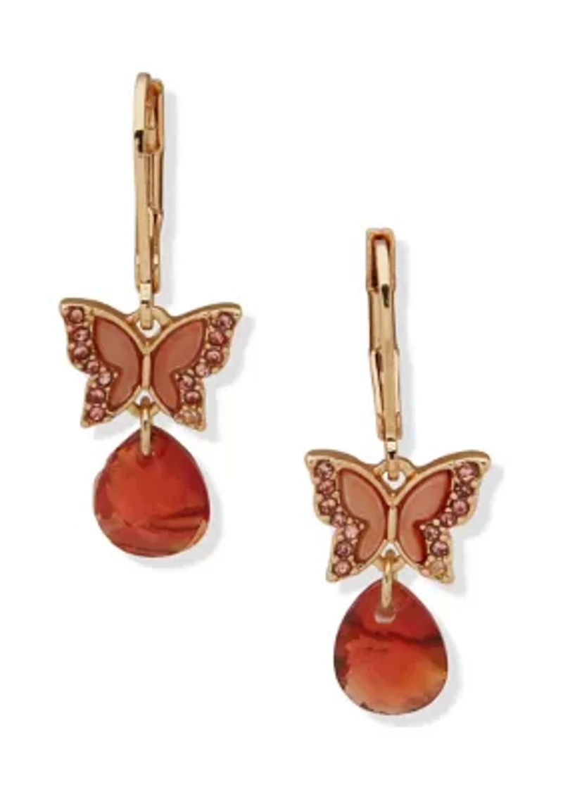 Butterfly Stone Drop Earrings