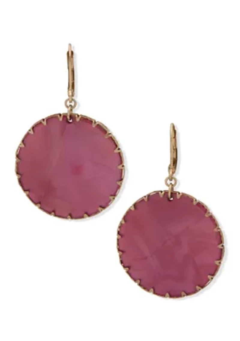 Gold Tone Disc Drop Earrings