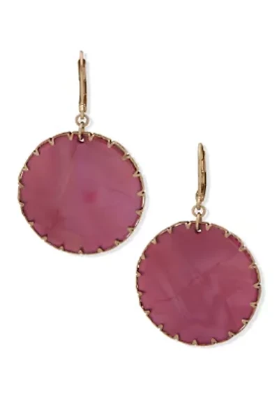 Gold Tone Disc Drop Earrings