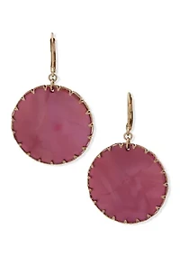 Gold Tone Disc Drop Earrings