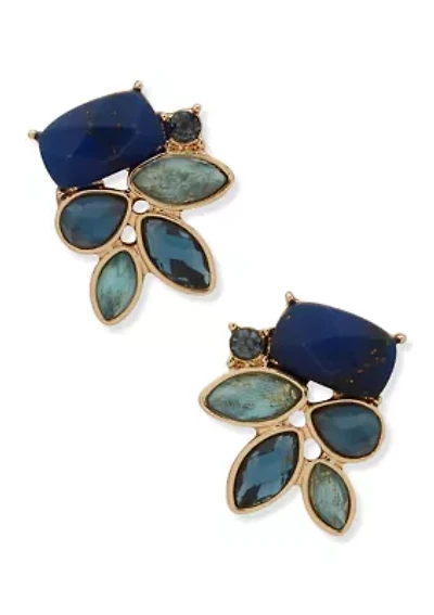  Blue Cluster Stone Stud Earrings