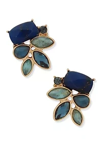  Blue Cluster Stone Stud Earrings