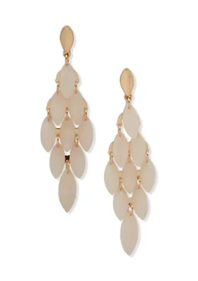 Blush Navette Disc Chandelier Earrings