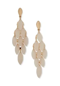 Blush Navette Disc Chandelier Earrings