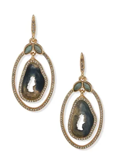 Blue Pave Stone Orbital Earrings