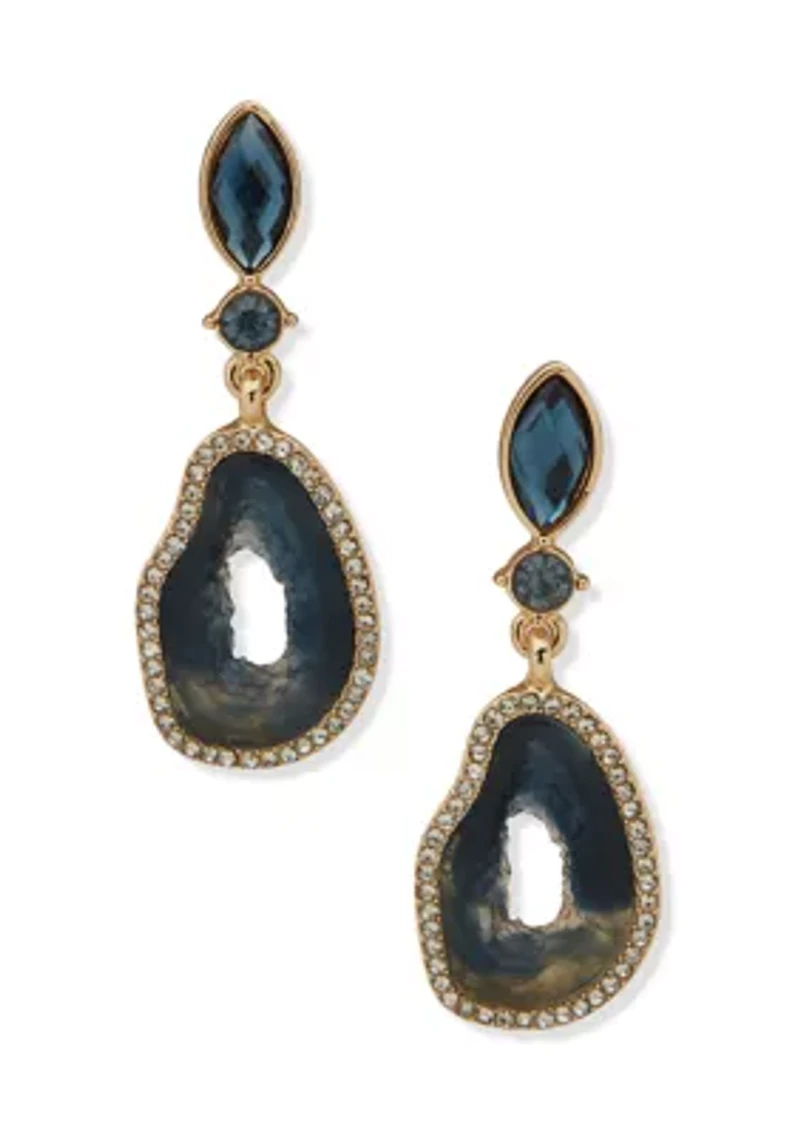 E Blue Post Stone Drop Earrings
