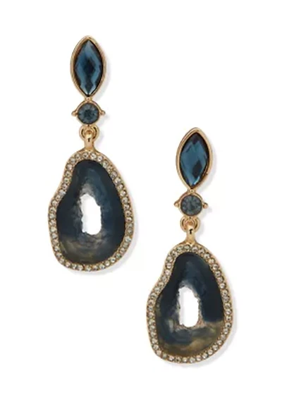 E Blue Post Stone Drop Earrings