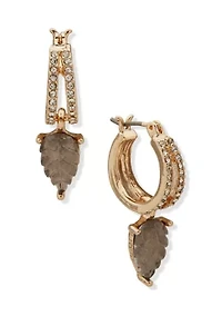 Huggie Leaf Drop Earrings