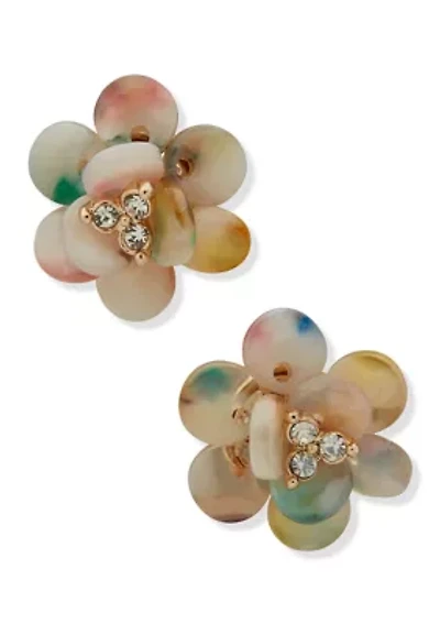 Gold Tone Flower Stud Earrings