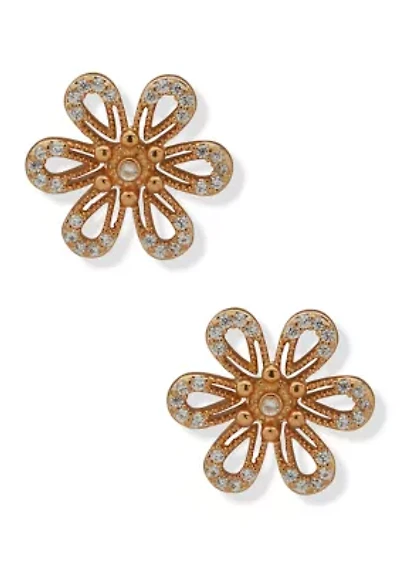 Openwork Flower Stud Earrings
