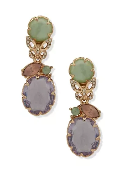 Stone Butterfly Cluster Drop Earrings