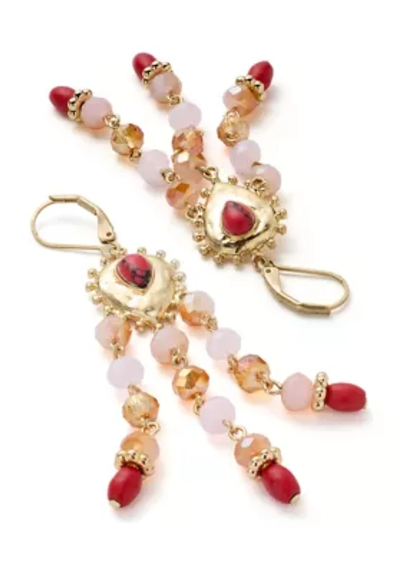 Multi Beaded Tassel Earrings