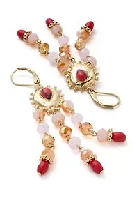 Multi Beaded Tassel Earrings