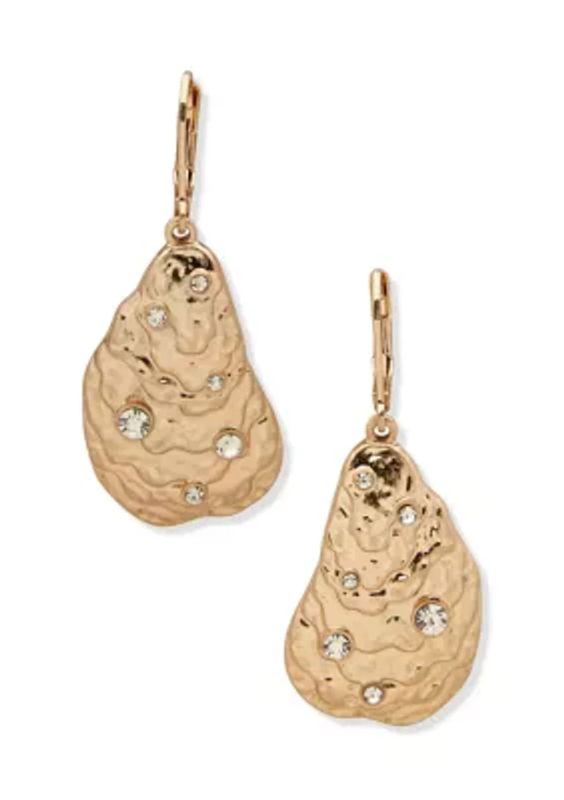 Organic Textured Crystal Drop Earrings