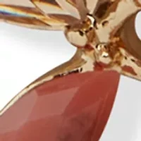 Crystal Stone Leaf Stud Earrings