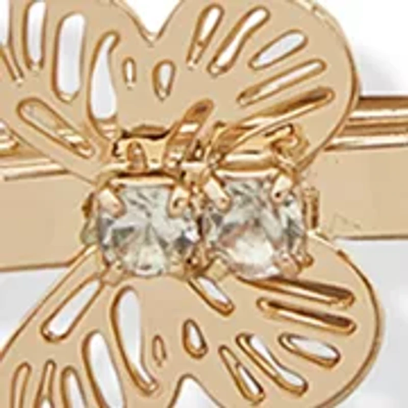 Gold Tone White Butterfly Bobby Pin Set