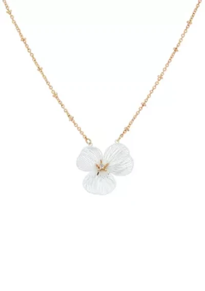 Gold Tone Flower Pendant Necklace