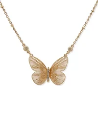 Gold Tone Butterfly Pendant Necklace