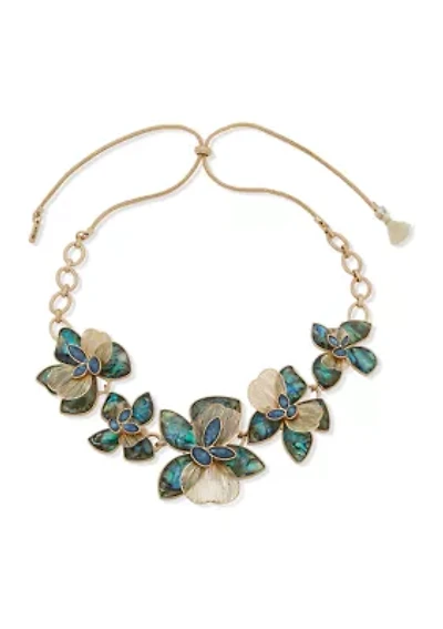 Gold Tone Flower Frontal Necklace