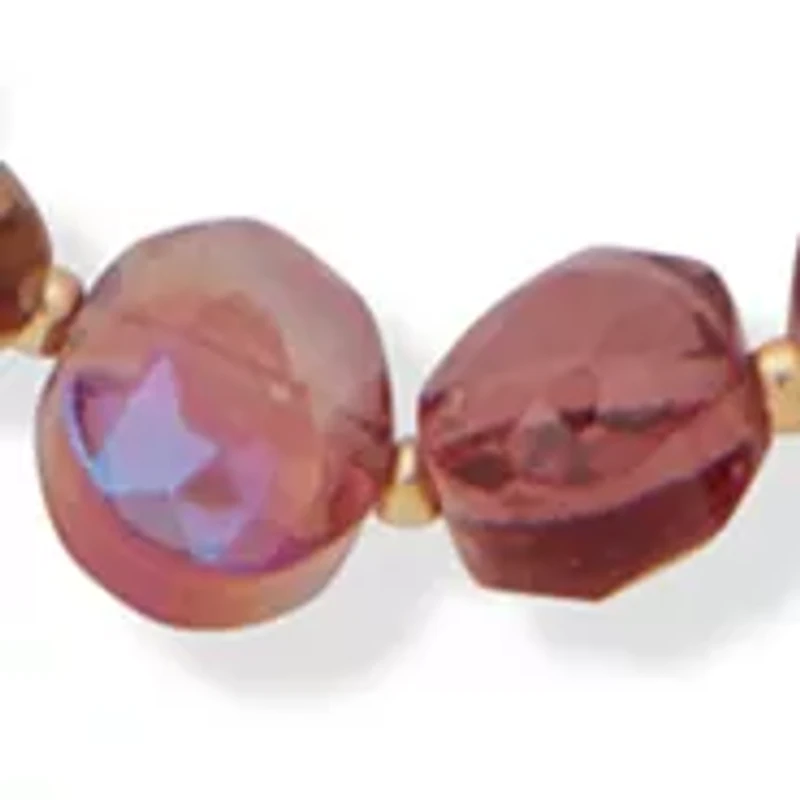 Gold Tone Burgundy 32" Beaded Multi Row Necklace