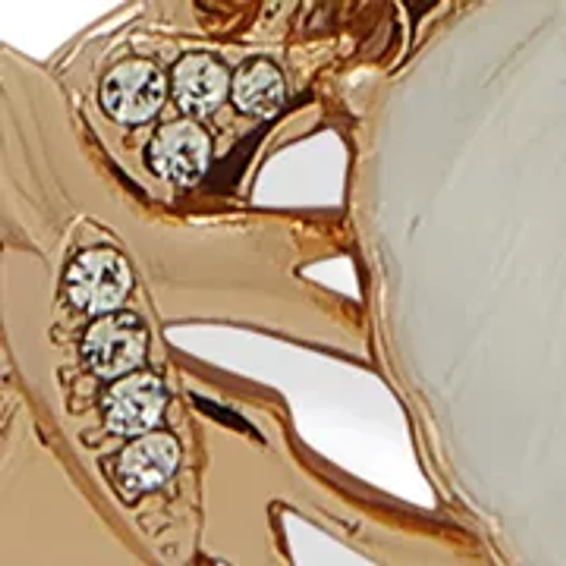 Gold Tone White 3 Row Bird Frontal Necklace