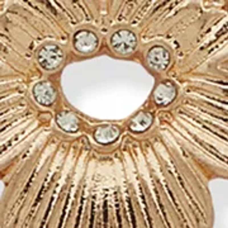 Gold Tone Blue Two Row Flower Y Necklace