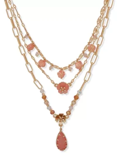 Multirow Flower Frontal Necklace